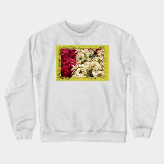 Red and White Christmas Poinsettias Digital Art Crewneck Sweatshirt by ButterflyInTheAttic